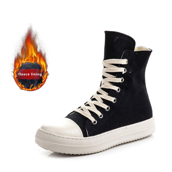 (41-Canvas vuorattu fleece)ro High Top kengät Platform naisten saappaat Canvas saappaat nauhalliset vapaa-ajan saappaat Owen naisten tennarit Miesten lenkkarit