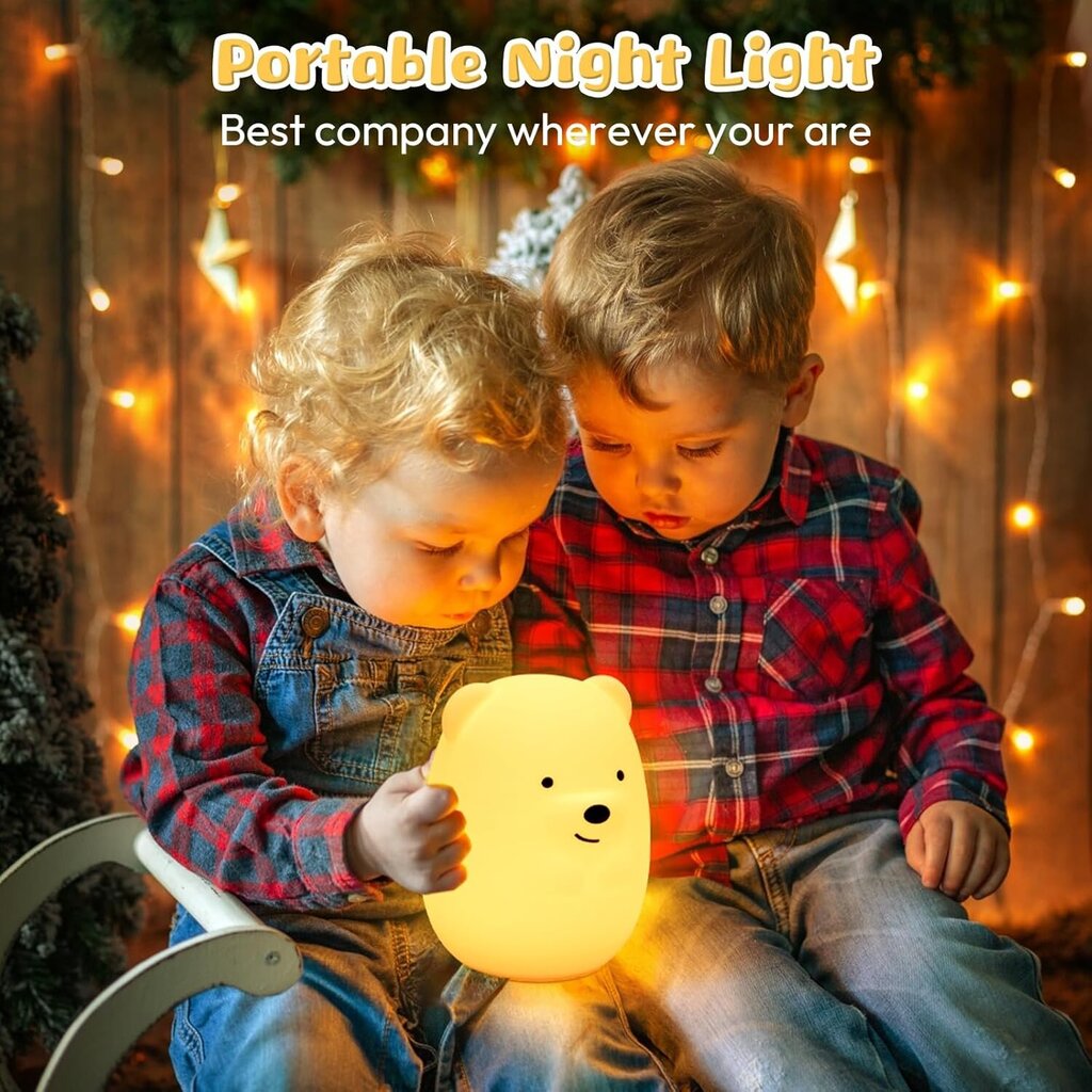 Bear Night Light lapsille, 9-värinen silikonivauvan yövalo kaukosäätimellä, USB-ladattava lasten yövalo, Kawaii-lastenhuoneen sisustus, lahjat tytöille ja pojille (6.1) hinta ja tiedot | Lastenhuoneen valaisimet | hobbyhall.fi