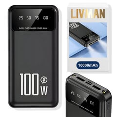 Pikalatausvirtalähde kahdella ulostulolla, 10000mAh, 100W, LIVMAN K70 hinta ja tiedot | Varavirtalähteet | hobbyhall.fi