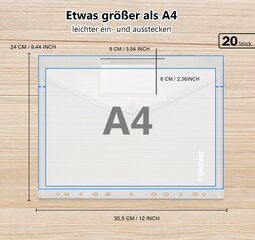 Läpinäkyvä A4 asiakirjapussin säilytyspussi (10 kpl) hinta ja tiedot | Toimistotarvikkeet | hobbyhall.fi