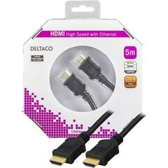 Kaapeli DELTACO HDMI, 4K, UltraHD 30Hz, 5m, musta / HDMI-1050-K hinta ja tiedot | Kaapelit ja adapterit | hobbyhall.fi