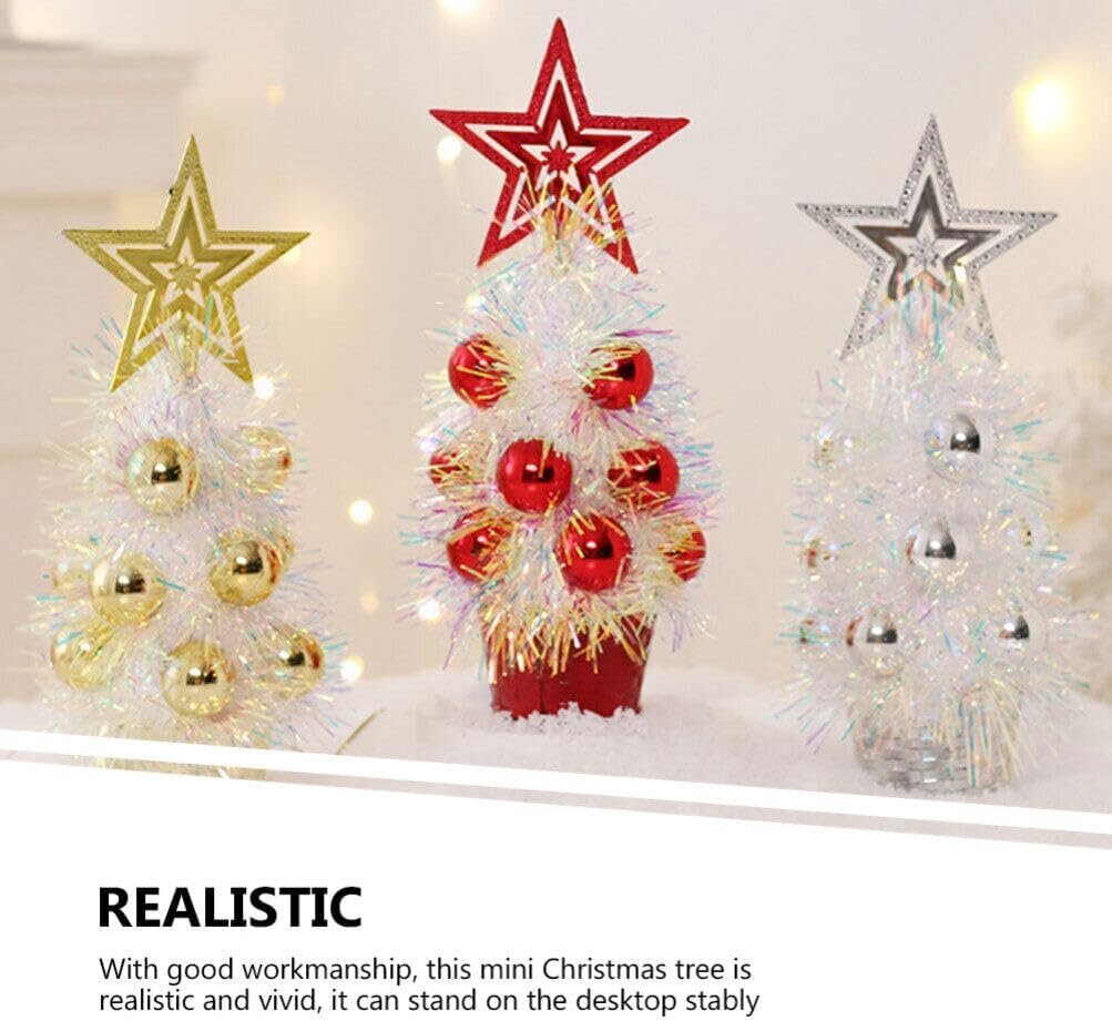 3kpl Mini joulukuusi Pieni joulukuusi Pieni joulukuusi pellavapohjalla Mini joulukuusi Glitter Tree -joulukuusi 3 kpl hinta ja tiedot | Koristeet ja tarrat | hobbyhall.fi