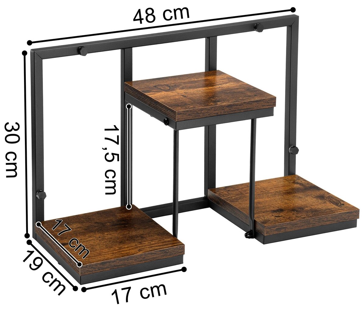 Musta loft-tyylinen kukkateline Jose Rustic, antiikkitammea hinta ja tiedot | Kukkatelineet ja kukkapöydät | hobbyhall.fi