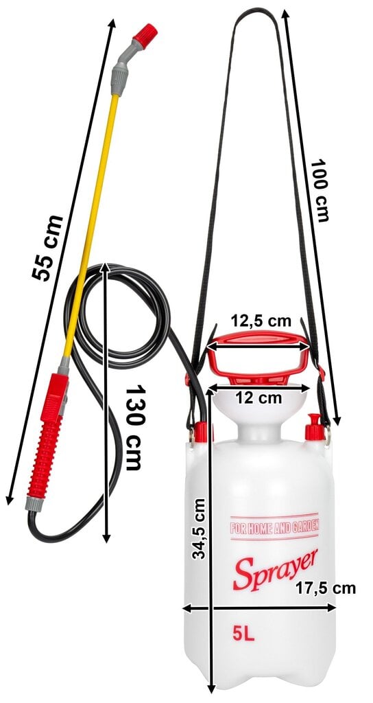 Käsikäyttöinen paineensuihkutuslaite 5L hinta ja tiedot | Puutarhapumput | hobbyhall.fi