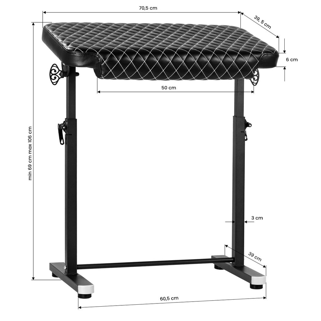 Säädettävä tatuointituki, musta hinta ja tiedot | Kauneushoitolan kalusteet | hobbyhall.fi