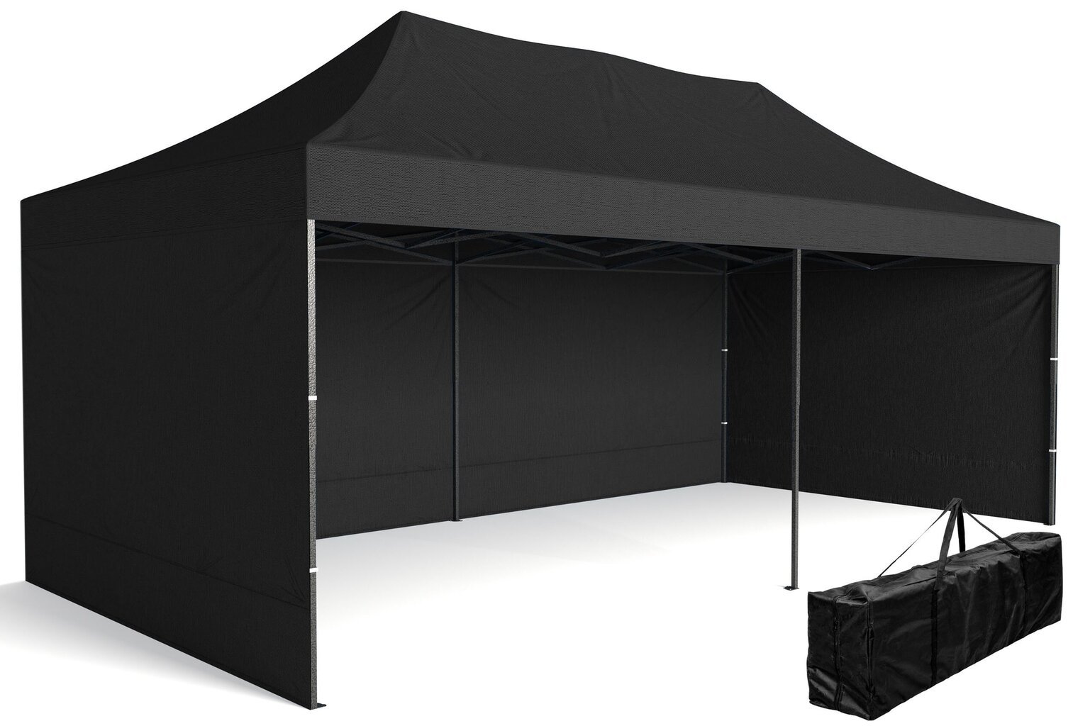 Nopeasti koottava kaupallinen paviljonki - 3x6 m - 3 seinää - musta hinta ja tiedot | Puutarhapaviljongit | hobbyhall.fi