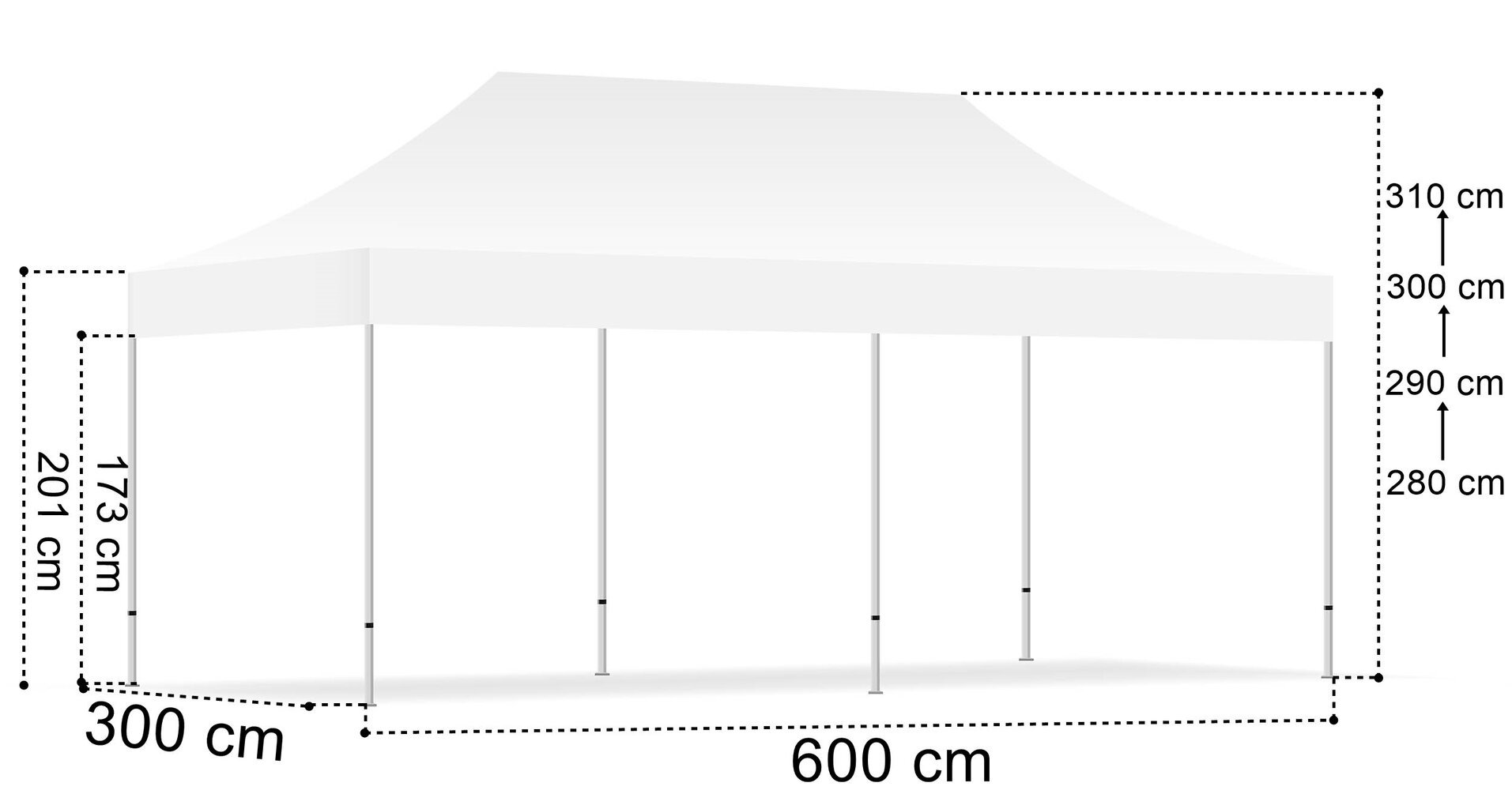 Nopeasti koottava kaupallinen paviljonki - 3x6 m - 3 seinää - musta hinta ja tiedot | Puutarhapaviljongit | hobbyhall.fi