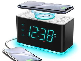 iTOMA CKS207 langattomalla latauksella varustettu digitaalinen herätyskello, FM-radio, Bluetooth, kaksi USB-latausporttia, kaksoisherätys hinta ja tiedot | Kelloradiot ja herätyskellot | hobbyhall.fi