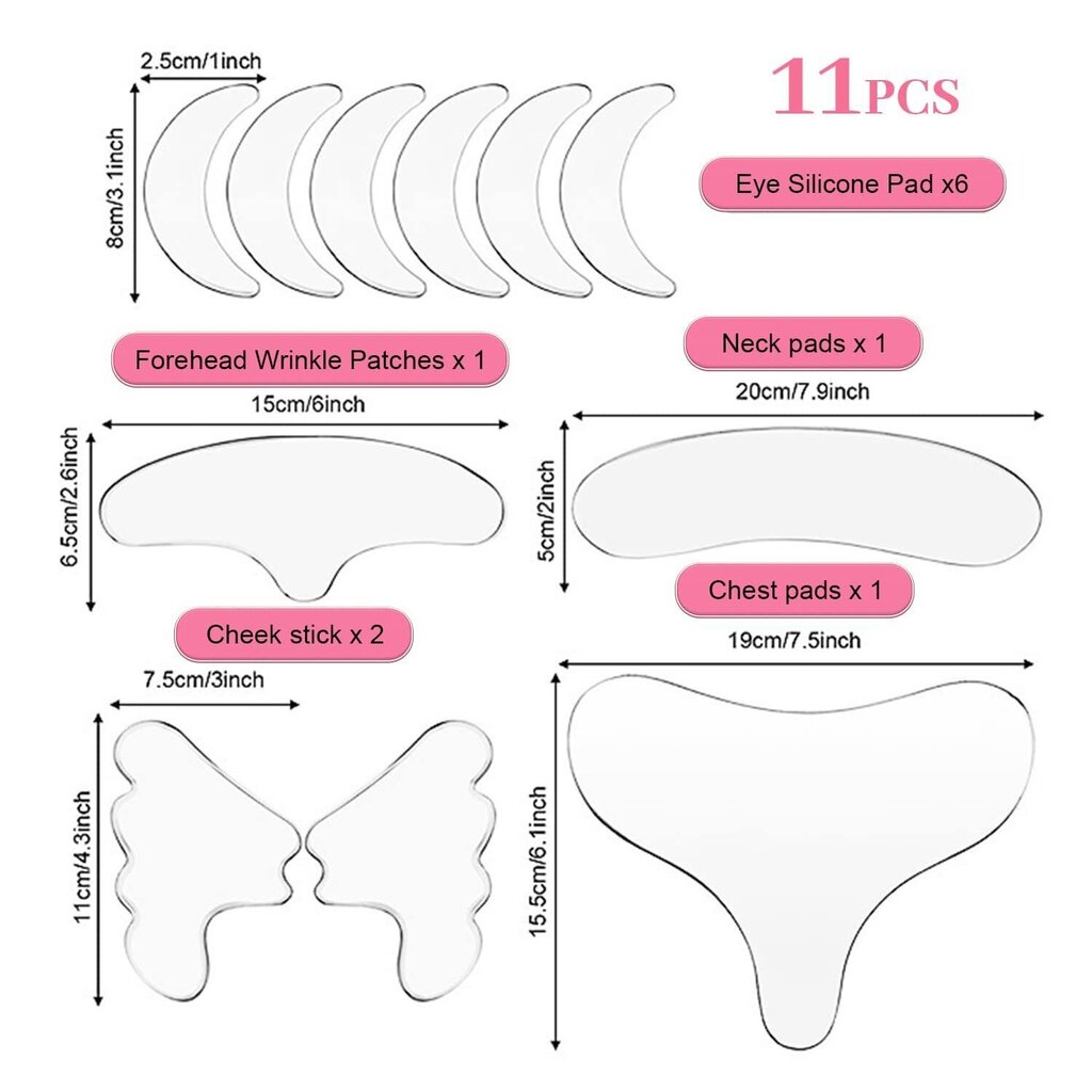 Silikoninen ryppyjä estävä laastari 11-osainen kasvojen ryppyjä ehkäisevä kasvolappu kaulalaastari hinta ja tiedot | Kasvojen puhdistus- ja hierontalaitteet | hobbyhall.fi