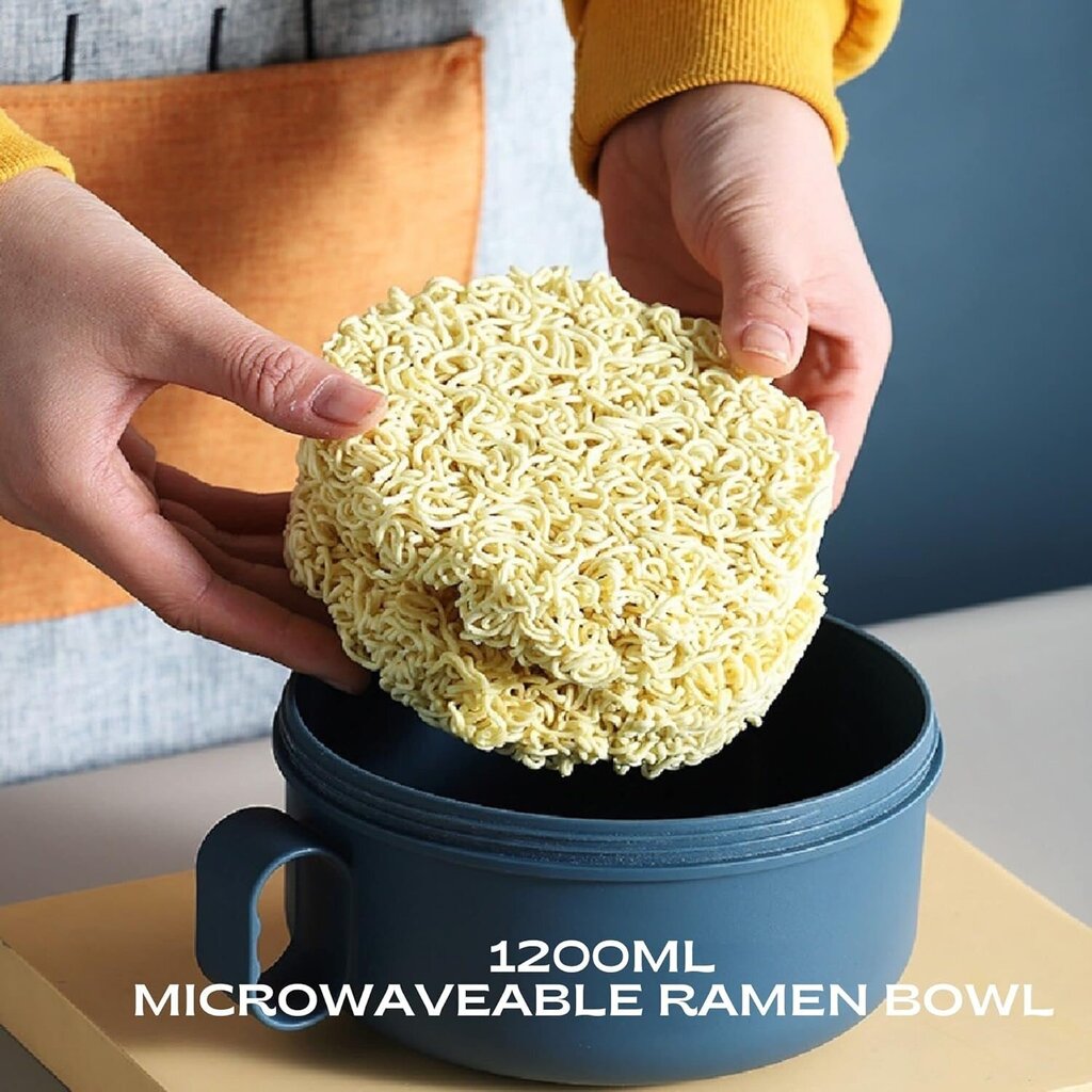 Mikroaaltokäyttöinen Ramen Bowl 2-osainen setti kannella, kannettava keittokulho kahvalla, pikanuudelipannu, konepesun kestävä, BPA-vapaa - College Dorm Essential, 2-osainen (F990 kolesteroliton sisäpuoli - jauheensininen) hinta ja tiedot | Keittiövälineet | hobbyhall.fi