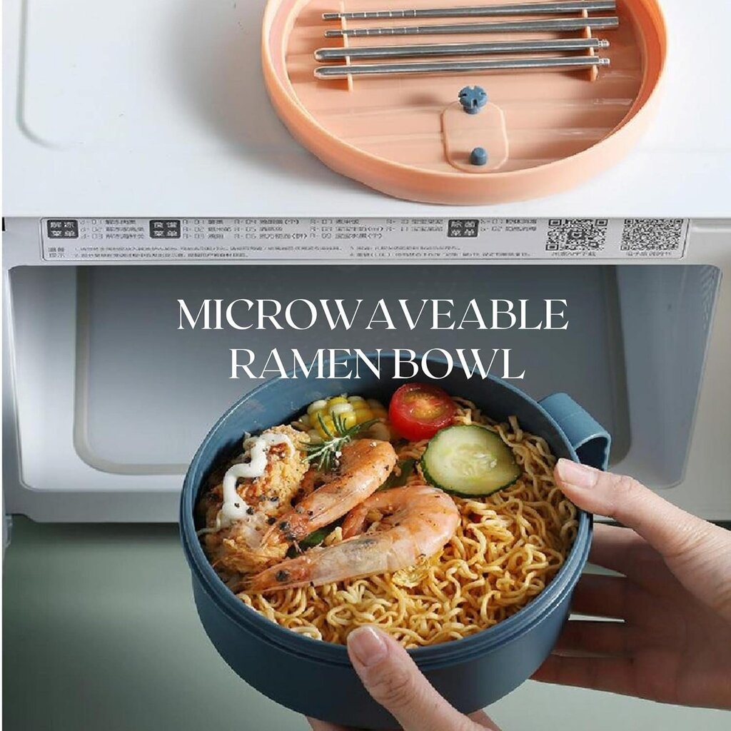 Mikroaaltokäyttöinen Ramen Bowl 2-osainen setti kannella, kannettava keittokulho kahvalla, pikanuudelipannu, konepesun kestävä, BPA-vapaa - College Dorm Essential, 2-osainen (F990 kolesteroliton sisäpuoli - jauheensininen) hinta ja tiedot | Keittiövälineet | hobbyhall.fi