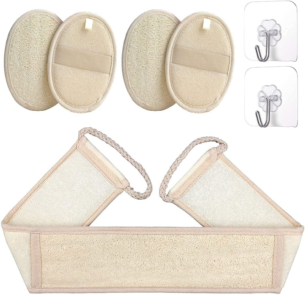 Loofah Shower Sponge Back Brush Set 7 Pieces Natural Bath Scrub hinta ja tiedot | Hiusharjat, kammat ja sakset | hobbyhall.fi