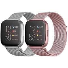 Kellon hihna 2 pakkauksen vaihtokellon ranneke, yhteensopiva Fitbit Versa/Versa 2/Versa Silver + Pink kanssa hinta ja tiedot | Kellot | hobbyhall.fi