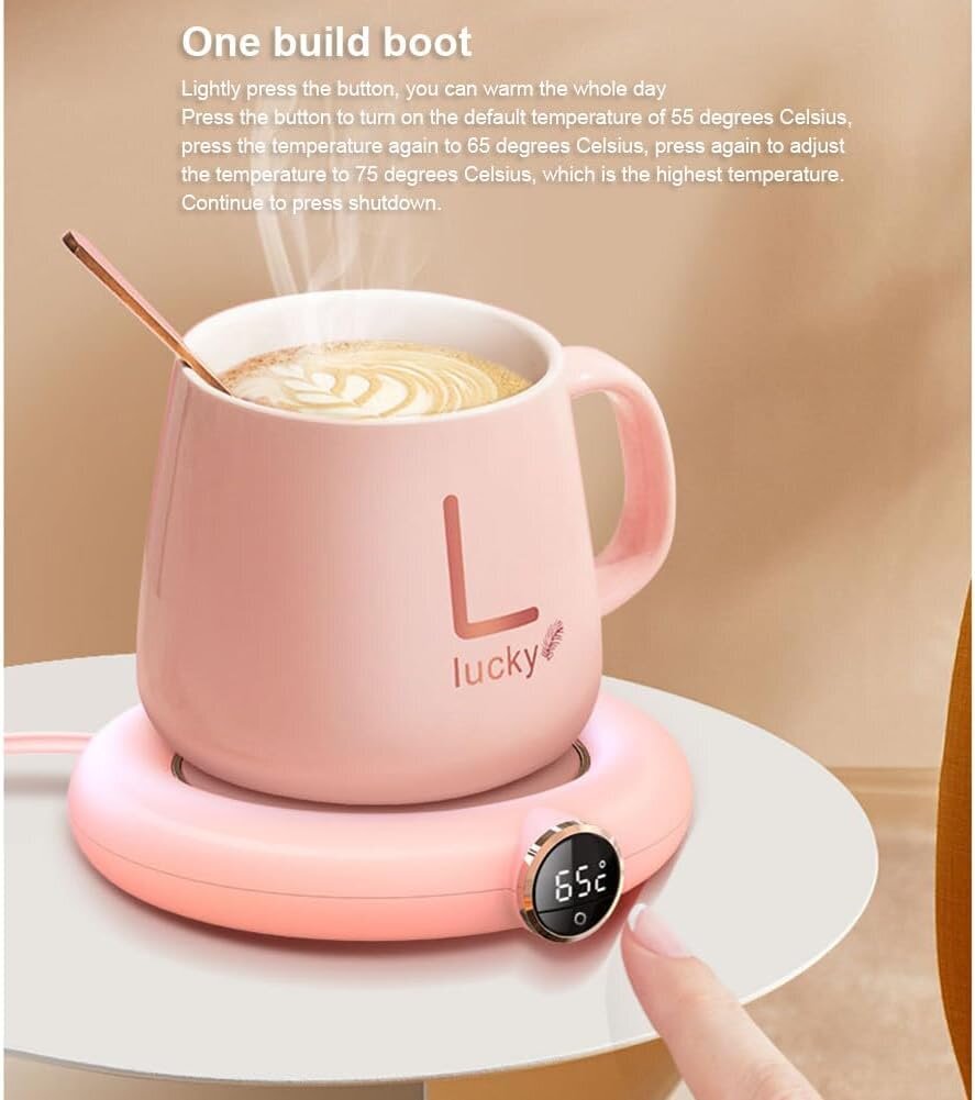 Cup Warmer USB Automaattinen Lämmitys Coaster Pohjalämpötila Säädettävä Vaaleanpunainen hinta ja tiedot | Keittiövälineet | hobbyhall.fi