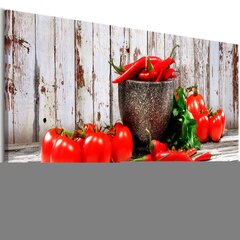 Kuva - Red Vegetables (1 Part) Wood Narrow hinta ja tiedot | Taulut | hobbyhall.fi
