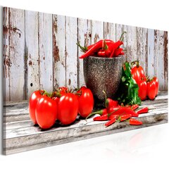 Kuva - Red Vegetables (1 Part) Wood Narrow hinta ja tiedot | Taulut | hobbyhall.fi