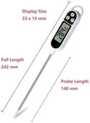 Keittiölämpömittari, paahtolämpömittari Välittömästi luettava digitaalinen ruokalämpömittari automaattisella sammutuksella, lihalle, grillille, sokerille, kotitaloukselle, maidolle ja vedelle (2-osainen) hinta ja tiedot | Keittiövälineet | hobbyhall.fi
