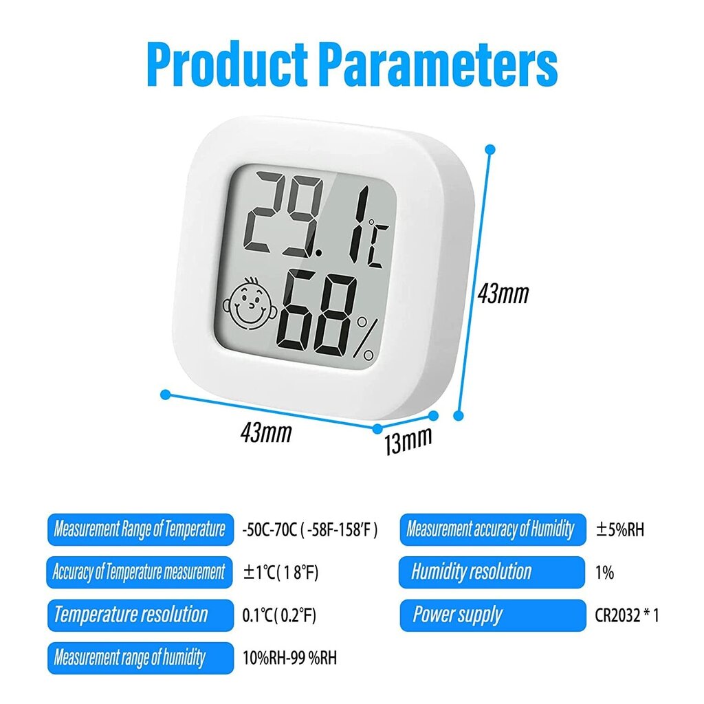 4 kpl lämpömittarin kosteusmittari sisätiloissa, erittäin tarkka kosteusmittari lämpömittari sisätiloissa, -10 ℃ ~ 70 ℃ vauvahuoneeseen olohuoneeseen toimisto kasvihuoneeseen hinta ja tiedot | Mittarit ja mittalaitteet | hobbyhall.fi