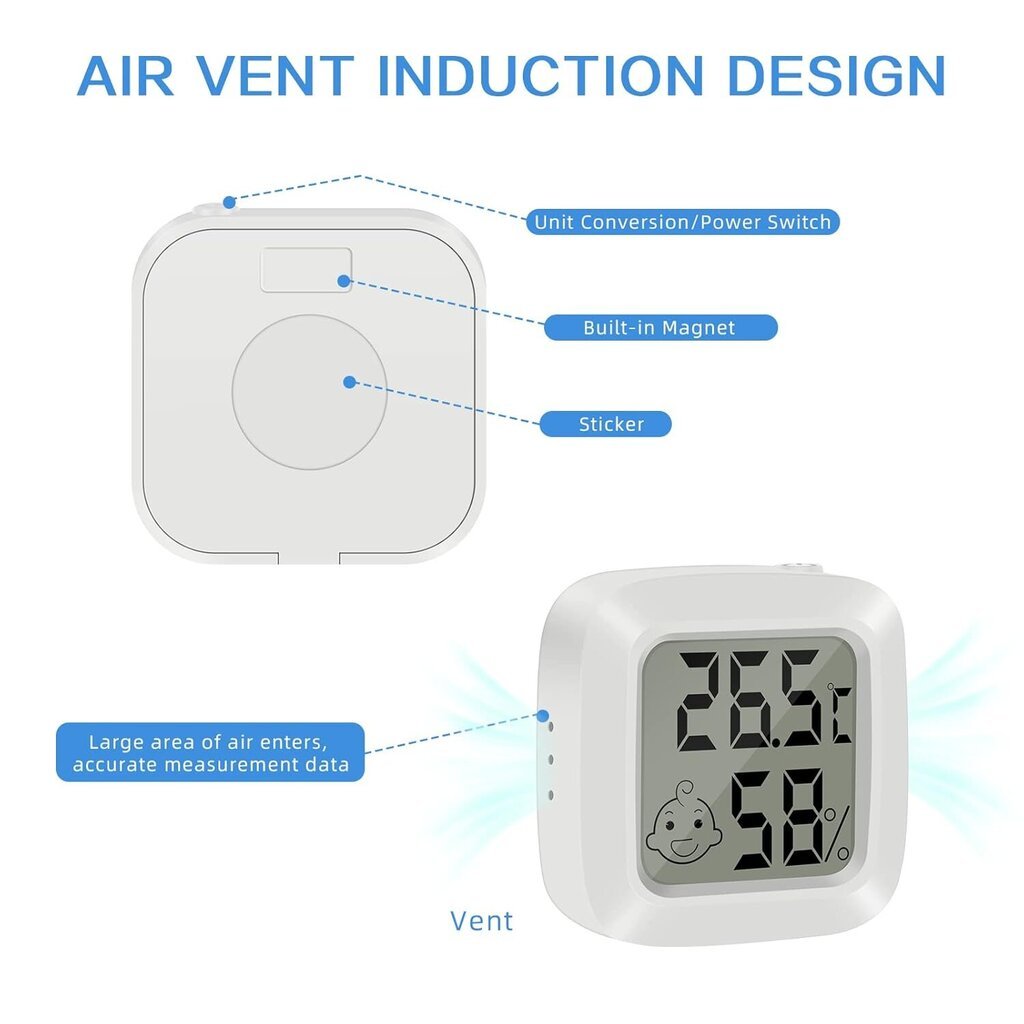 Digitaalinen lämpömittari kosteusmittari sisällä 4 kpl, huonelämpömittari minihuoneen lämpömittari lämpötila- ja kosteusmittari kytkimellä vauvahuoneeseen olohuoneen toimiston kasvihuoneeseen hinta ja tiedot | Mittarit ja mittalaitteet | hobbyhall.fi