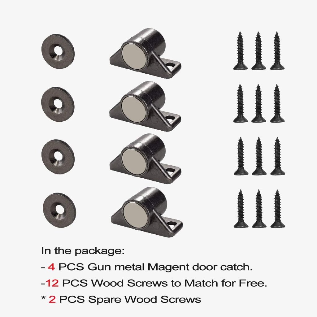 Magneettinen kaapin oven lukitus neodyymimagneettisuljuksella, magneettisuljin, keittiön kaappeihin ja kaapin oviin, musta, 4 kpl hinta ja tiedot | Ovenkahvat | hobbyhall.fi