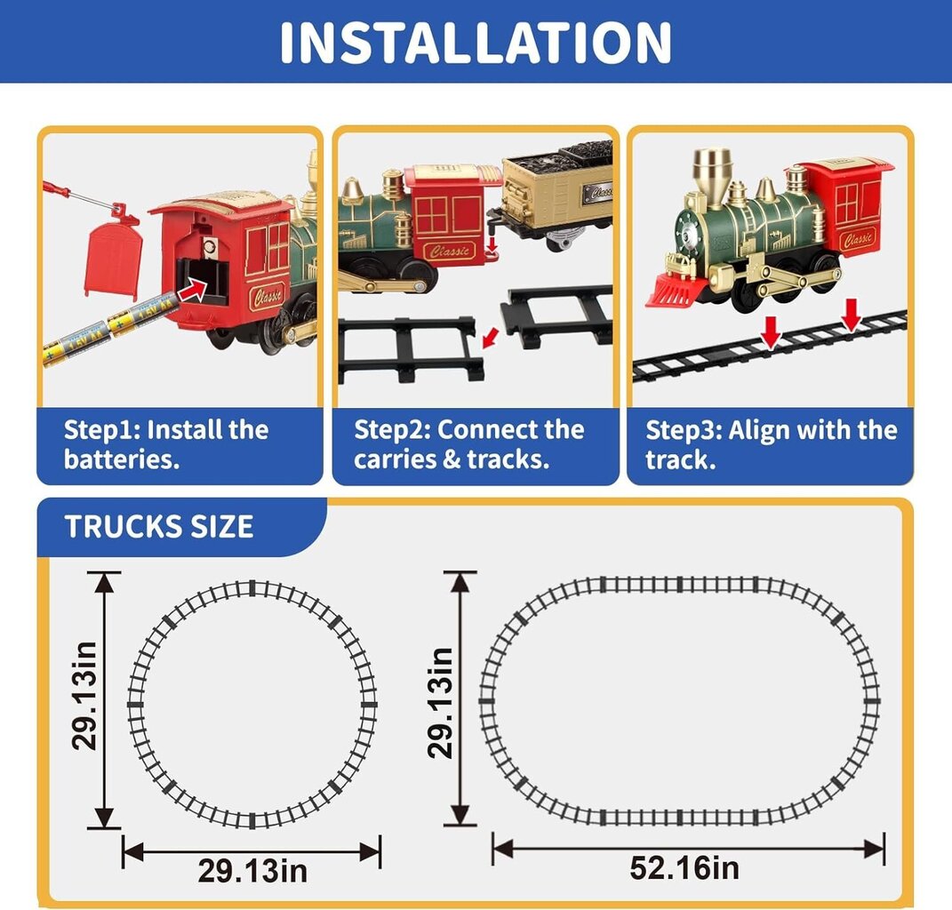 Junasarjat – Poikien sähköjunasetti Klassinen junalelu, akkukäyttöinen veturimoottori äänillä ja valoilla hinta ja tiedot | Joulukoristeet | hobbyhall.fi