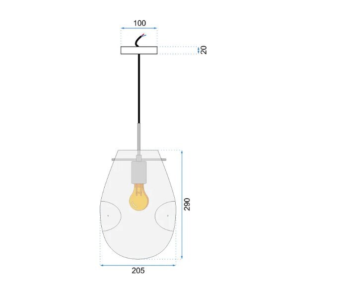 Lasinen riippuvalaisin APP327-1CP Sininen hinta ja tiedot | Riippuvalaisimet | hobbyhall.fi