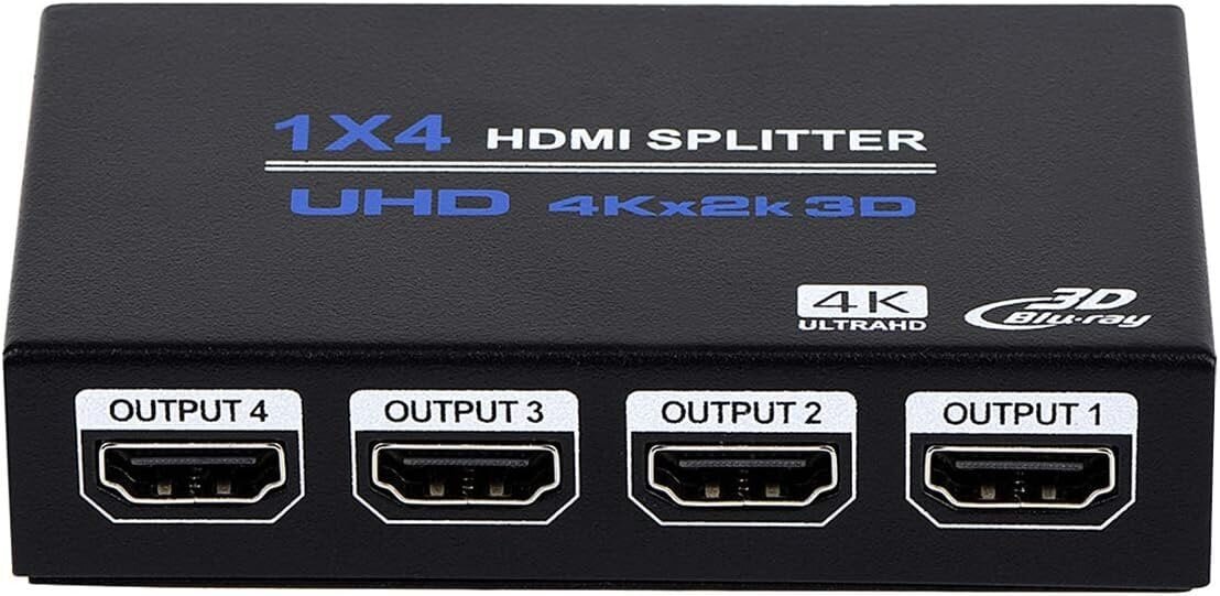 1x4 HDMI-jakaja, 1 in 4 -ulostulo HDMI-jakaja Audio Video Distributor Box -tuki 3D & 4K x 2K -yhteensopiva HDTV: n, STB: n, DVD: n, PS3: n, projektorin jne hinta ja tiedot | Adapterit | hobbyhall.fi