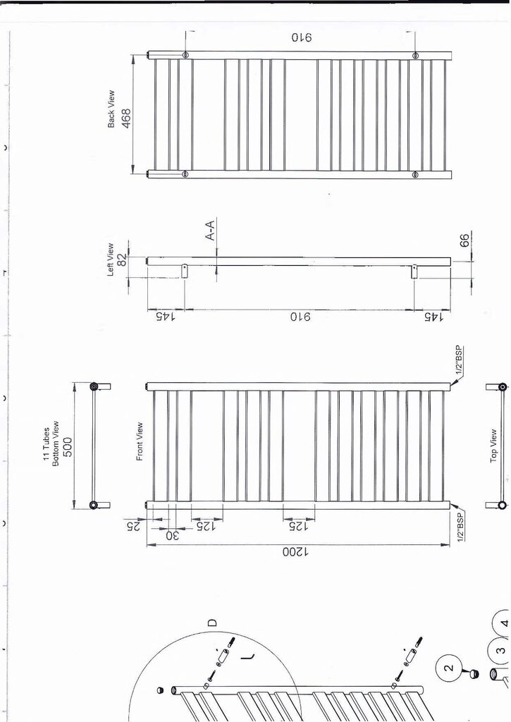 Teräksinen pyyhekuivain Lara 1200/500, 300W musta hinta ja tiedot | Kylpyhuoneen patterit ja pyyhekuivaimet | hobbyhall.fi