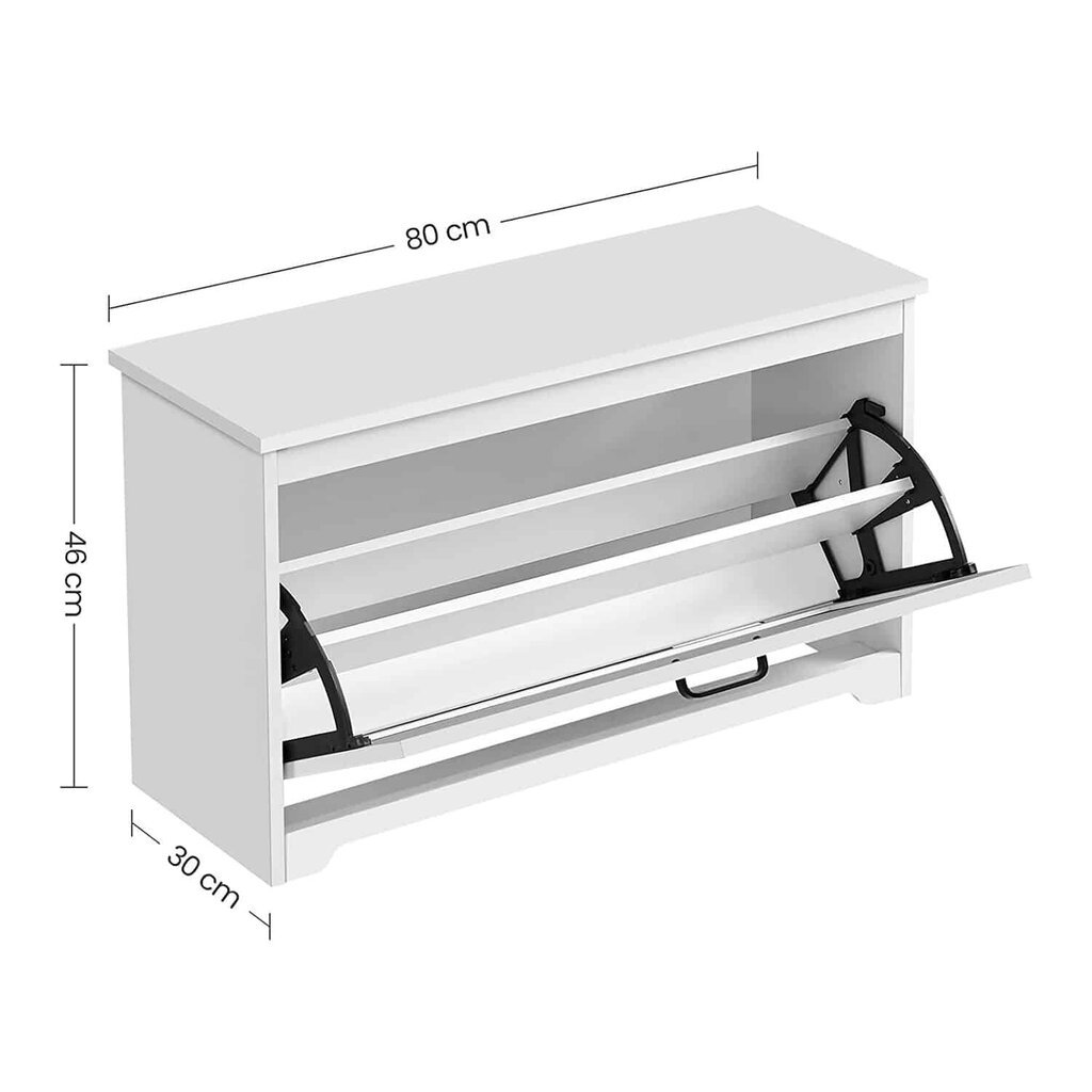 Kenkäkaappi ja eteisen penkki ovat valkoisia, 80 x 30 x 46 cm, valkoinen hinta ja tiedot | Kenkäkaapit ja -hyllyt | hobbyhall.fi