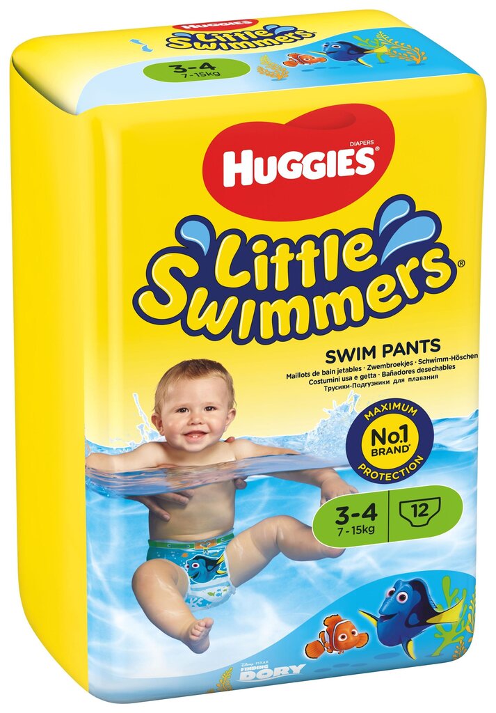 Uimavaipat HUGGIES Little Swimmers Small, koko 3-4, 12 kpl hinta ja tiedot | Vaipat | hobbyhall.fi