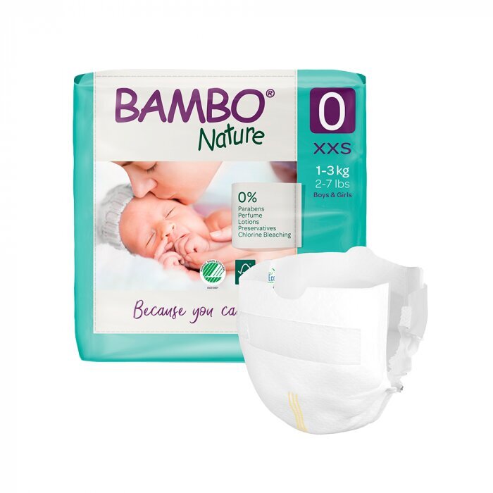 Ekologiset vaipat BAMBO Premature, 0, 1-3 kg, 24 kpl hinta ja tiedot | Vaipat | hobbyhall.fi