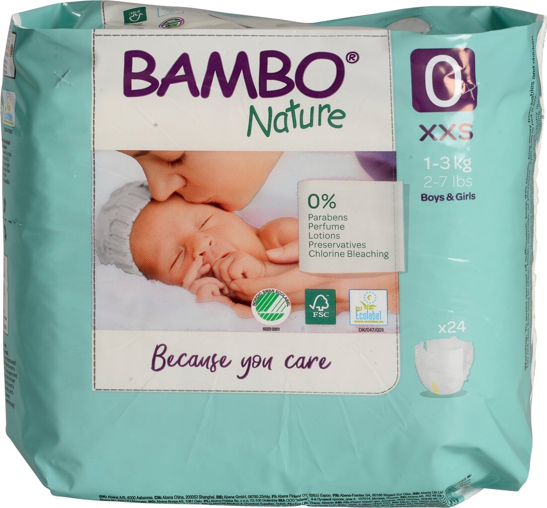 Ekologiset vaipat BAMBO Premature, 0, 1-3 kg, 24 kpl hinta ja tiedot | Vaipat | hobbyhall.fi