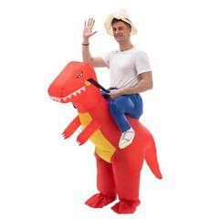 Dinosaur-puku Kid Rider Dinosaur-asu puhallettava juhla aikuisten Halloween punainen hinta ja tiedot | Naamiaisasut | hobbyhall.fi