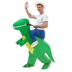 Dinosaur-puku Kid Rider Dinosaur-asu puhallettava juhla aikuisten Halloween vihreä hinta ja tiedot | Naamiaisasut | hobbyhall.fi