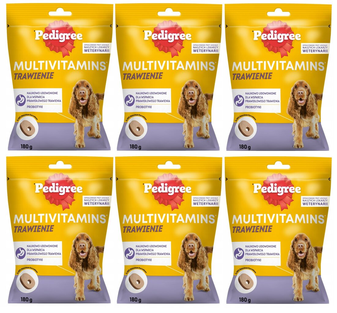 Pedigree Multivitamins ruuansulatusta edistävät koiranherkut, 180g x 6 kpl. hinta ja tiedot | Koiran herkut | hobbyhall.fi