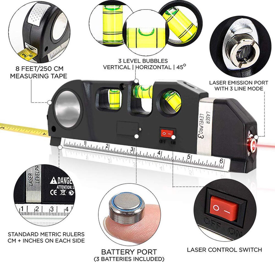 Lasertaso mittanauhalla, Magicso hinta ja tiedot | Käsityökalut | hobbyhall.fi