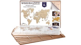 Puinen maailmankartta Wooden City, XL hinta ja tiedot | Maailmankartat | hobbyhall.fi