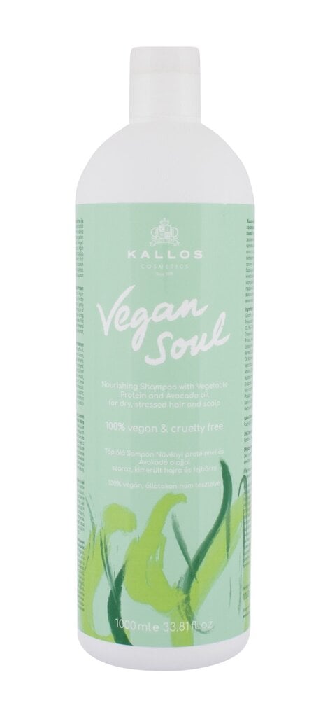 Shampoo kuiville hiuksille ja herkälle päänahalle Kallos Vegan Soul Nourishing Shampoo 1000ml hinta ja tiedot | Shampoot | hobbyhall.fi