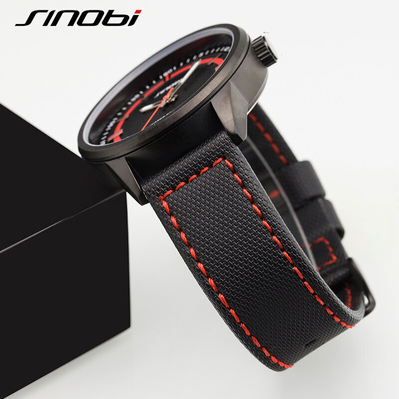 Sinobi Military Watch Miesten Quartz Analoginen Nahka Canvas Ranneke Aito Urheilu hinta ja tiedot | Miesten kellot | hobbyhall.fi