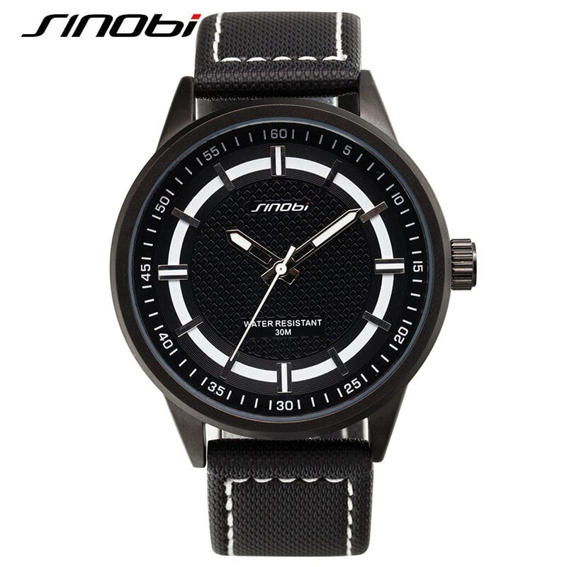 Sinobi Military Watch Miesten Quartz Analoginen Nahka Canvas Ranneke Aito Urheilu hinta ja tiedot | Miesten kellot | hobbyhall.fi