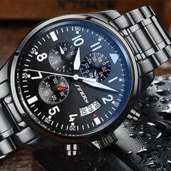 Sinobi Pilot Miesten Chronograph Watchh Vedenpitävä Date Stainless Steel Dive hinta ja tiedot | Miesten kellot | hobbyhall.fi