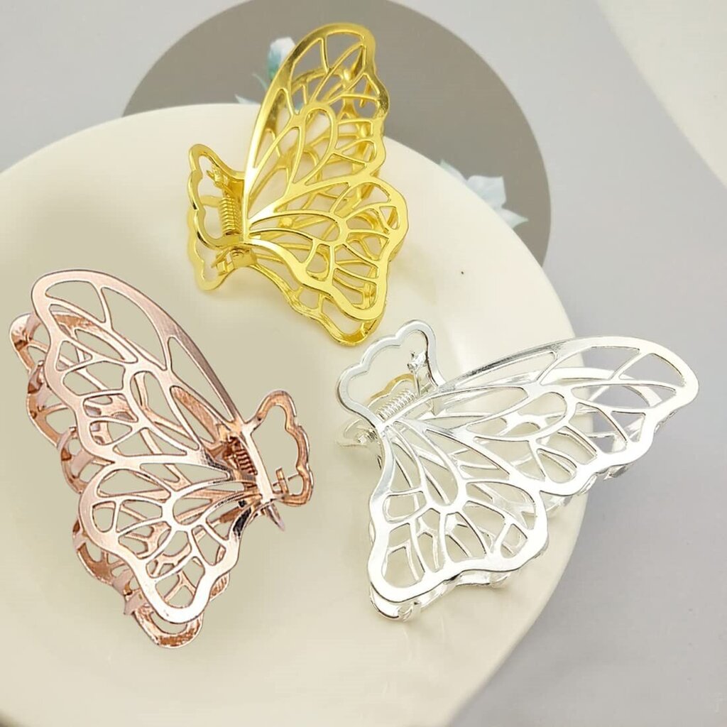 Pack Butterfly Hiusklipsit Metalli Suuret Claw Clips Vintage Hiustarvikkeet Naisten Tytöt Kulta Ruusu Kulta Hopea hinta ja tiedot | Hiustarvikkeet | hobbyhall.fi