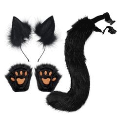 Simulaatio Pehmo Fox Ears Headband Tail Masquerade Pukeutuminen Musta hinta ja tiedot | Juhlakoristeet | hobbyhall.fi