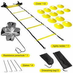 Jalkapalloharjoittelutikkaat speed agility -harjoitussetti, jossa 6 metriä 12 osaa agilitytikkaat hinta ja tiedot | Harjoitustikkaat | hobbyhall.fi