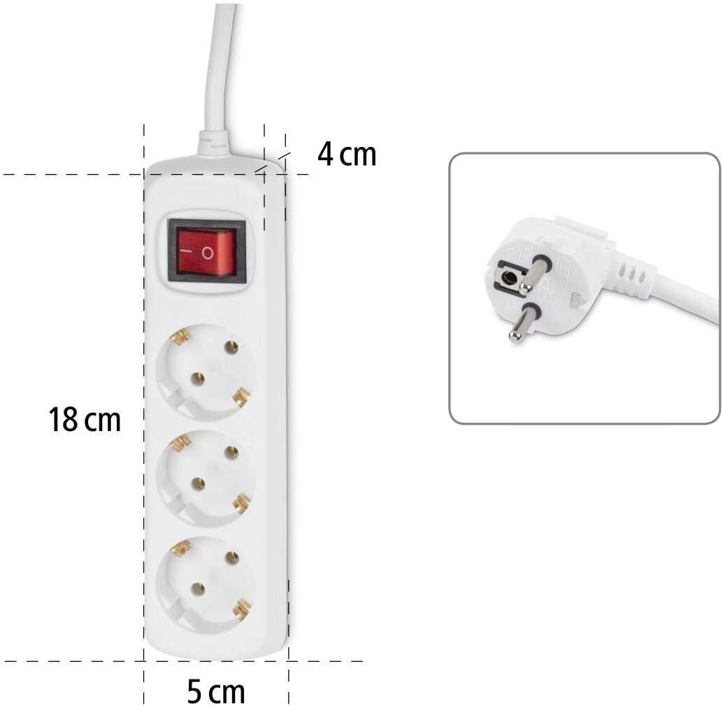 3-suuntainen jatkojohto (monia pistorasiaa energiansäästökytkimellä sähkön säästämiseksi, paikat käännetty 45 astetta, kaapeli 1,4 m, GS-testattu, monipistoke kotitoimistoon) valkoinen hinta ja tiedot | Kytkimet ja pistorasiat | hobbyhall.fi