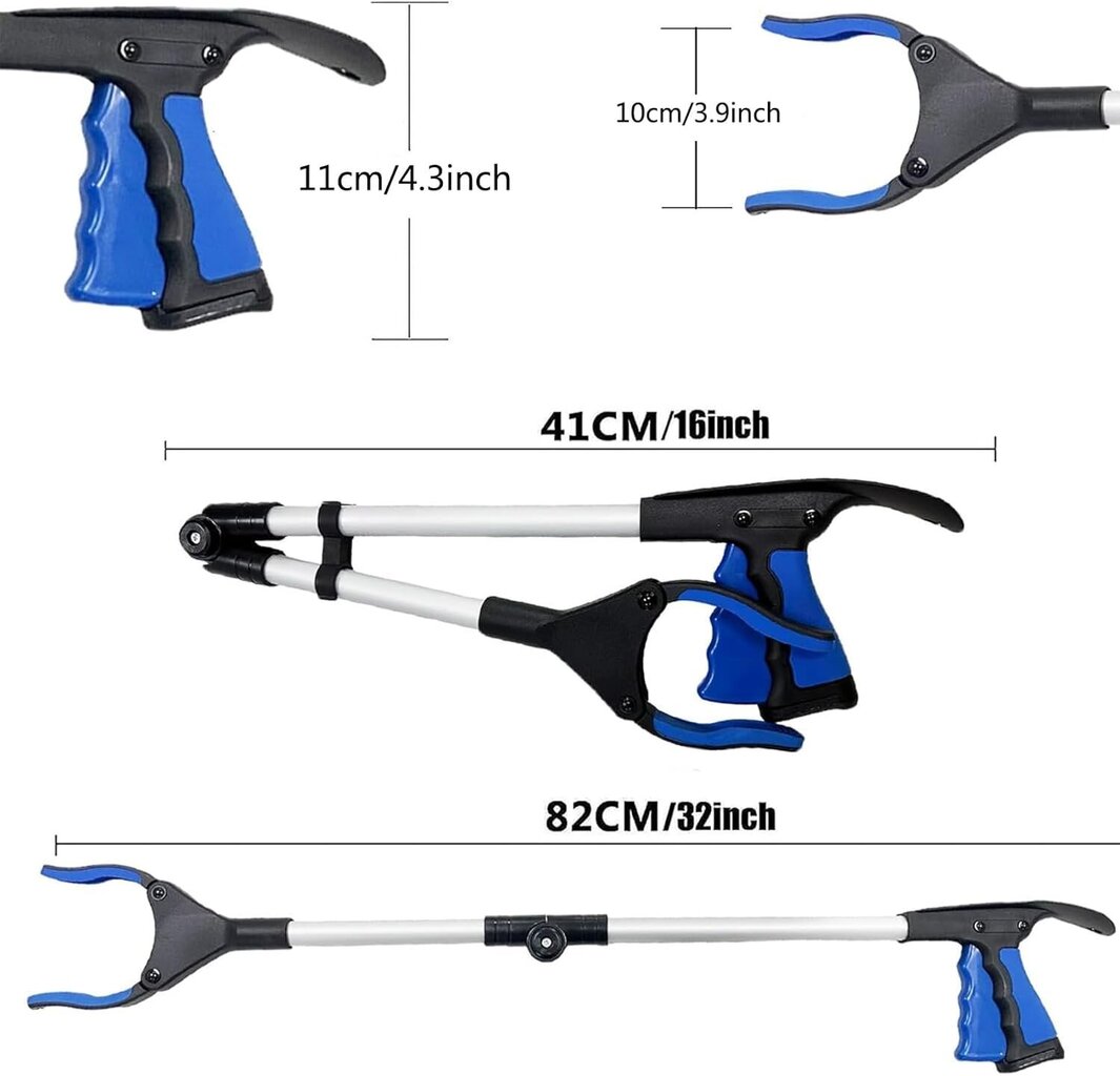 Roskakorin poimija, saniteettipuristin, taitettava roskapuristin, sininen, pituus 81 cm hinta ja tiedot | Käsityökalut | hobbyhall.fi