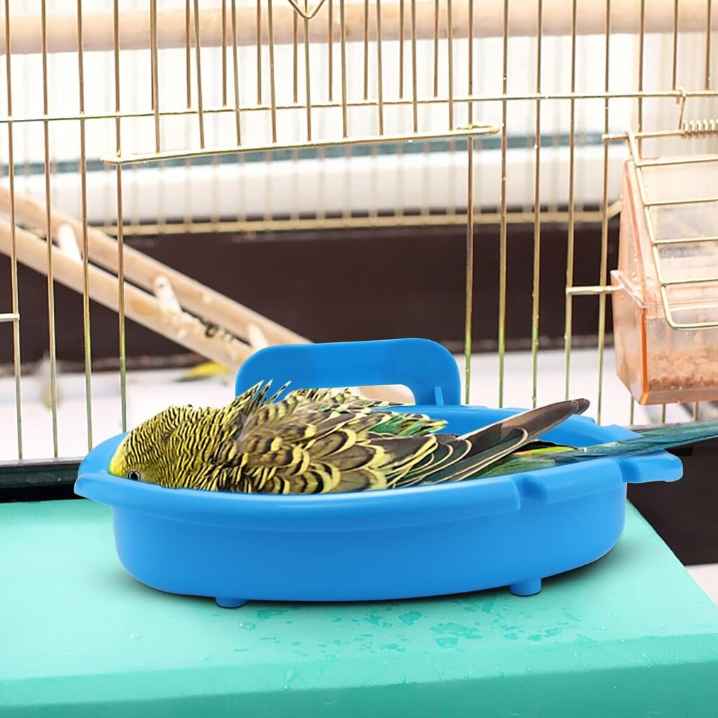 Bird Bath Tub Papukaijahäkki Lisävarusteet Kylpybudgie/Canary Bird Bath -ruokintakulho (sininen) hinta ja tiedot | Lintulaudat ja lintuhäkit | hobbyhall.fi