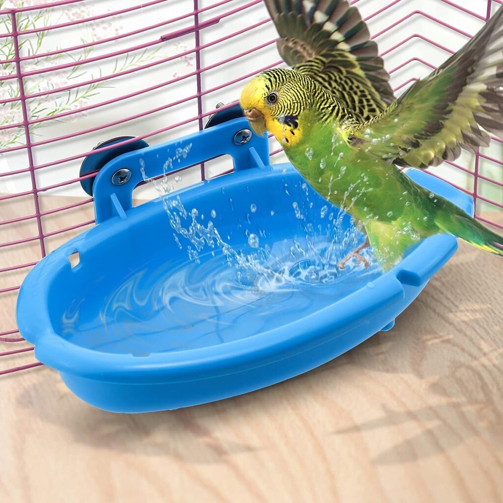 Bird Bath Tub Papukaijahäkki Lisävarusteet Kylpybudgie/Canary Bird Bath -ruokintakulho (sininen) hinta ja tiedot | Lintulaudat ja lintuhäkit | hobbyhall.fi