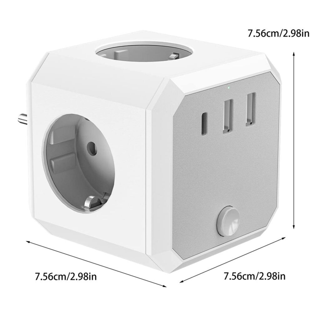 Socket Cube ilman kaapeleita, 4 pistorasiaa ja 1 tyypin C 2 USB-pistorasioita 7 in 1 -pistorasovitin hinta ja tiedot | Kytkimet ja pistorasiat | hobbyhall.fi