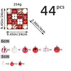 Joulupallot 44 kpl/laatikko Joulukuusikoristeet laatikoissa Joulukuusikoristeet Jouluriipukset lahjat punainen valkoinen hinta ja tiedot | Koristeet ja tarrat | hobbyhall.fi